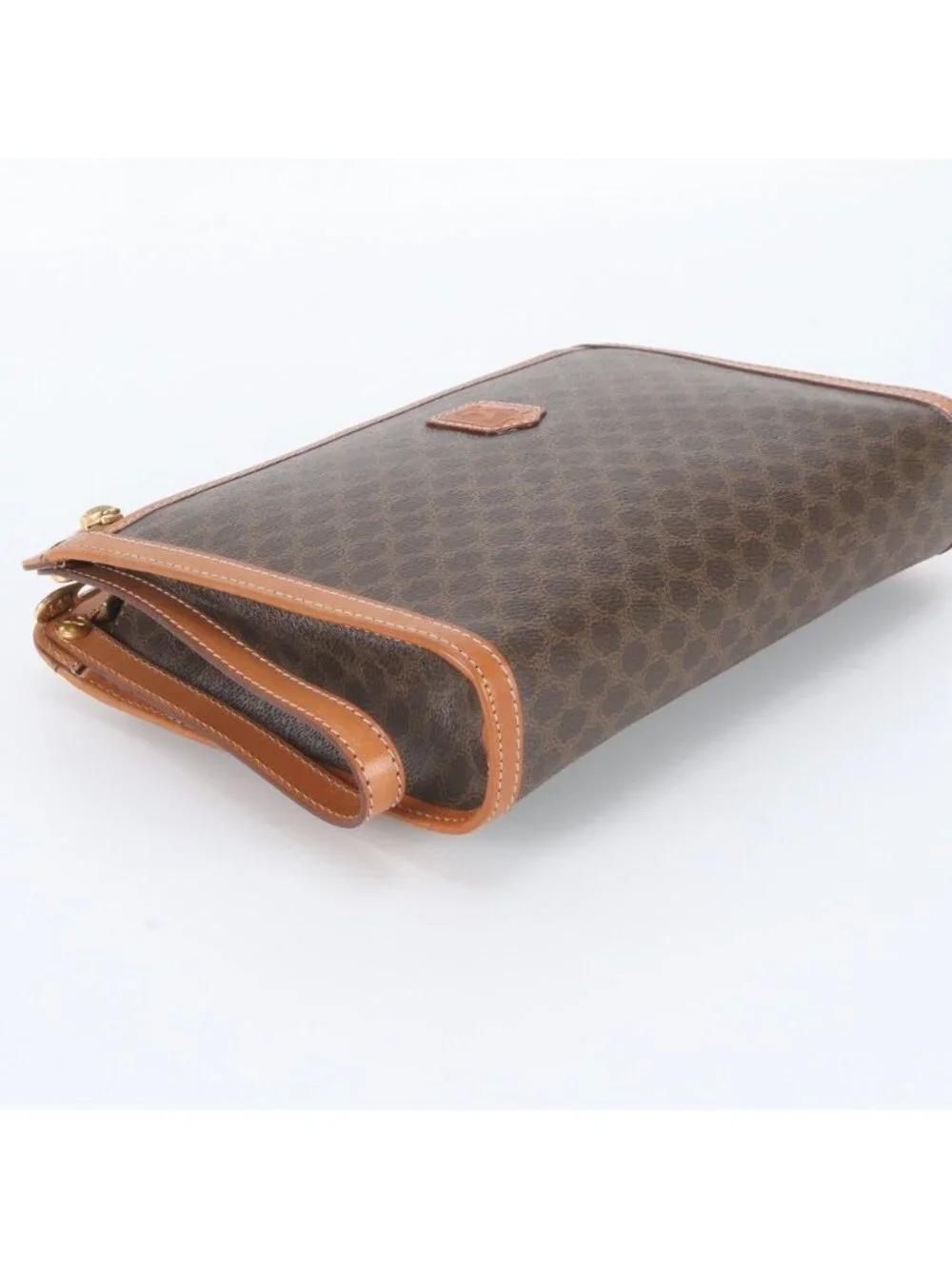 Celine Macadam Leather Clutch Pouch Business Brown